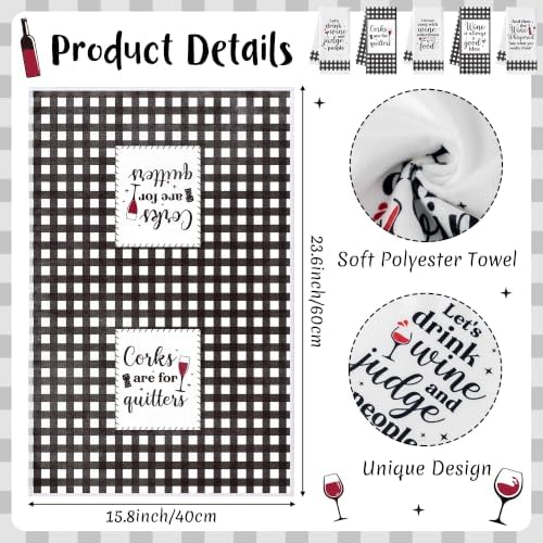 R HORSE 5 Pack Funny Wine Kitchen Dish Towels - Image 3