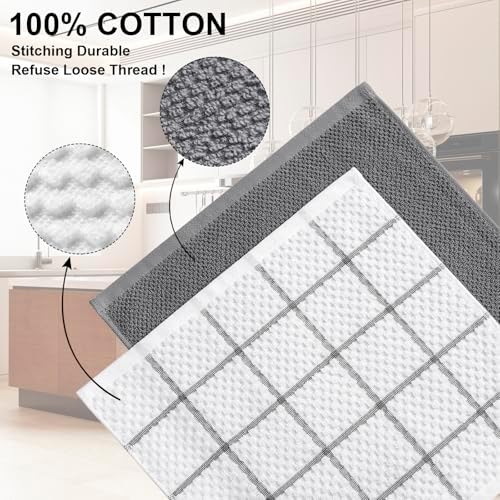 12 Pack Kitchen Towels and Dishcloths Set, 100% Cotton Soft and Absorbent - Image 3