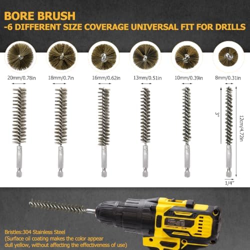 Drill Brush, Wire Bore Brush for Cleaning, Round Wire Brush 4.5in-6pc - Image 2