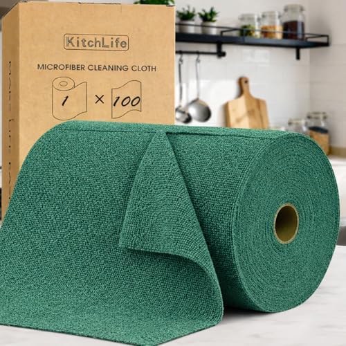 KitchLife Microfiber Cleaning Cloth Roll, 100 Pack by OverDoorHooksKitchenSupplies