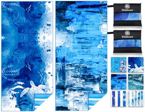 Widdonen Microfiber Beach Towel, Compact 2 Pack-71x32 Inch by WIDDONEN