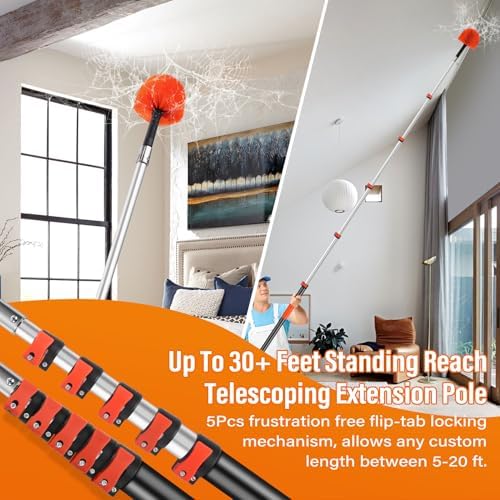 30FT Reach Cobweb Duster with Extension Pole, Spider Web Brush - Image 3