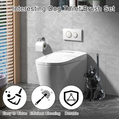 Comeon Ceramic Dog Black Toilet Brush and Holder Set - Image 3