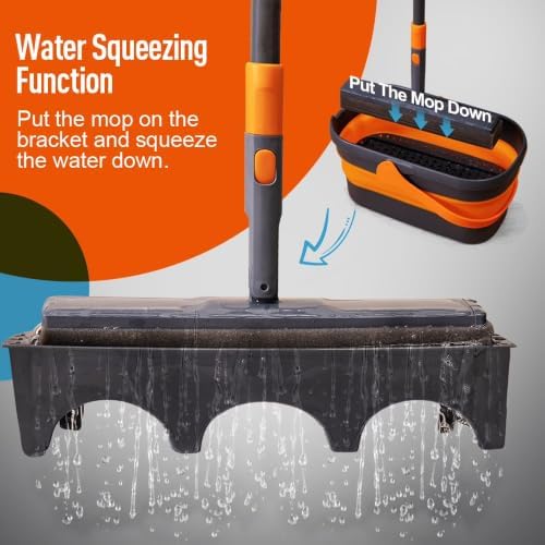 Hands-Free Sponge Mop with Collapsible Wring Bucket, Adjustable Lightweight - Image 7