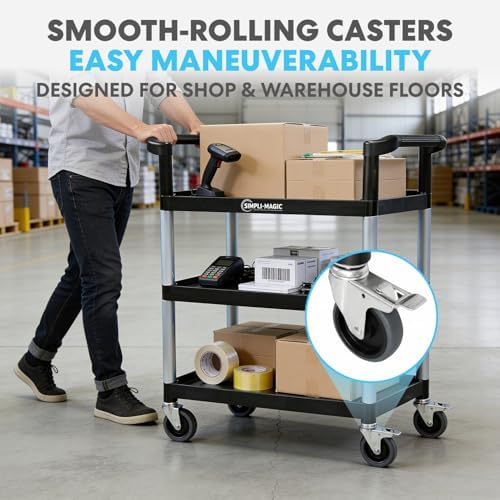 Simpli-Magic Rolling Utility Cart on Wheels, Heavy Duty Multi-Purpose Service - Image 3