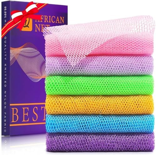 UJFQBH 6 Pieces African Bath Sponge African Net Long Net Bath Sponge by BuyNow