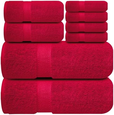Infinitee Xclusives 100% Cotton Bath Towel Set – 8 Piece Bathroom Towel Set by InfiniteeXclusives