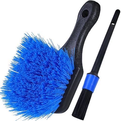 TAKAVU Wheel & Tire Brush, Stiff Bristle Short Handle, Scratch-Safe by TAKAVU