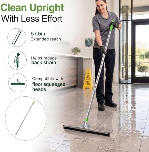 4 Pack 57.5-Inch Stainless Steel Floor Squeegee Replacement Handles, 3/4-Inch - Image 5