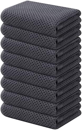 Kitinjoy 100% Cotton Waffle 8-Pack Kitchen Towels, Dark Grey by Kitinjoy
