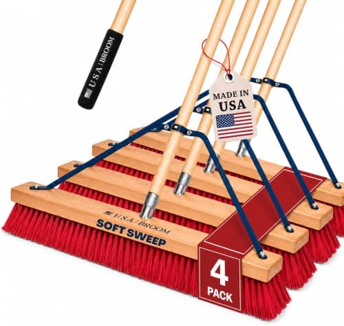 4-Pack - 24" Soft Sweep Indoor Push Broom by USABroom-HighQuality