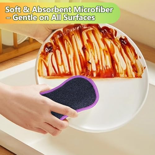 GLIMGLINT 12 Pack Dish Sponges Kitchen, Non-Scratch Microfiber Sponges - Image 5