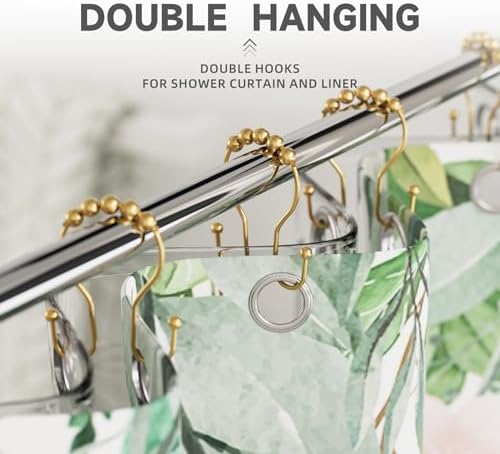 Bathway Shower Curtain Hooks, Shower Curtain Rings Rust Proof Double Hook - Image 6