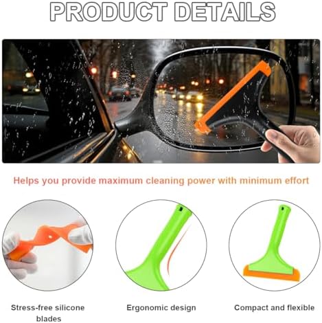 KVAEY 2PCS Small Silicone Window Squeegee, 5.9 Inch Car Windshield Water Blade - Image 3