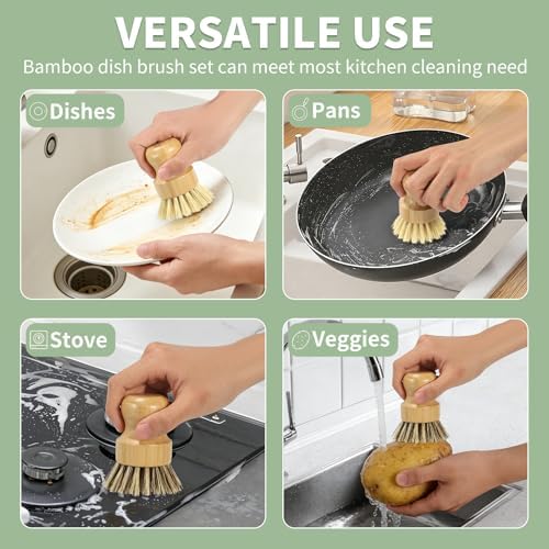 DEBETOOL 6 Pack Bamboo Dish Brush Set - Image 6