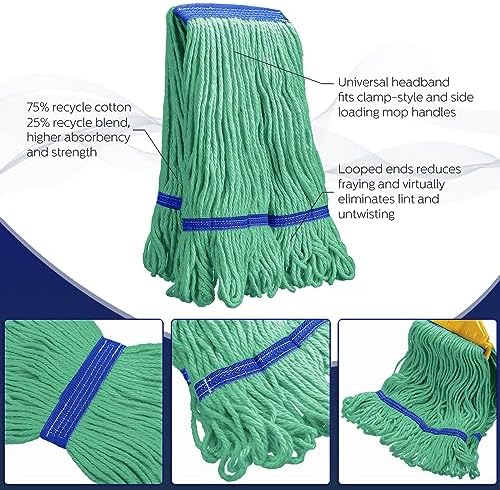 Eccliy 6 Pack Mop Heads Replacement 18 Oz Loop End - Image 3