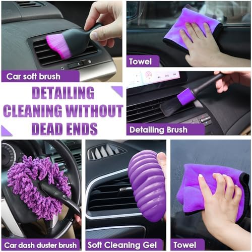 17PCS Car Cleaning Kit, Detailing Brush Set, Windshield Cleaner, Cleaning Gel - Image 4
