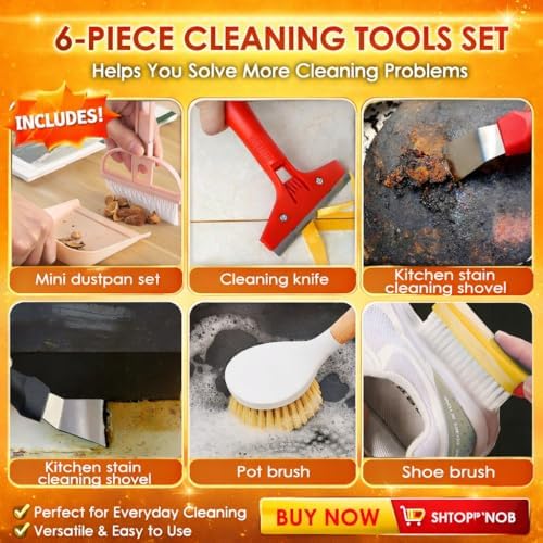 Broom and Dustpan Set with Long Handle, Upright Standing Self-Cleaning Combo - Image 3