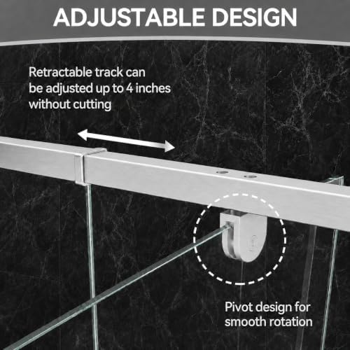 Findepot 38-42" W x 71" H Pivot Glass Shower Door, Retractable Rail - Image 2