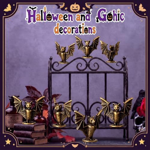 50 Pcs Halloween Mini Bat Figurines Miniature Brass Color Bats - Image 3