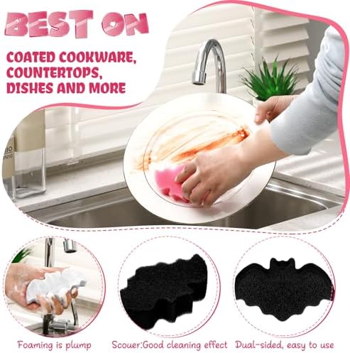Tioncy 12 Pack Halloween Bat Kitchen Sponges - Image 5