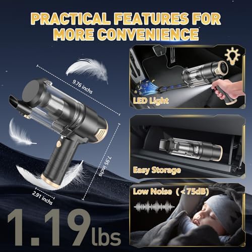 KMM Handheld Car Vacuum Cleaner, 16000PA Hand Held Vacuum & Air Duster - Image 7