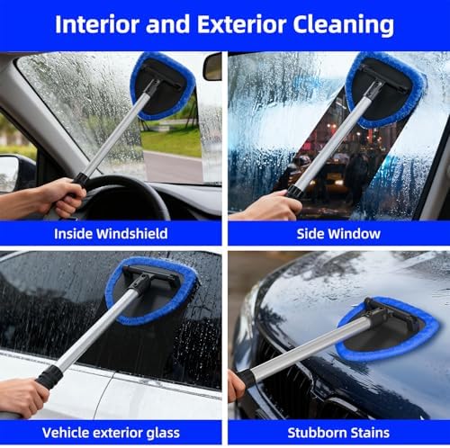 Windshield Cleaner Tool with Extendable Aluminum Handle, Streak-Free Auto Glass - Image 5