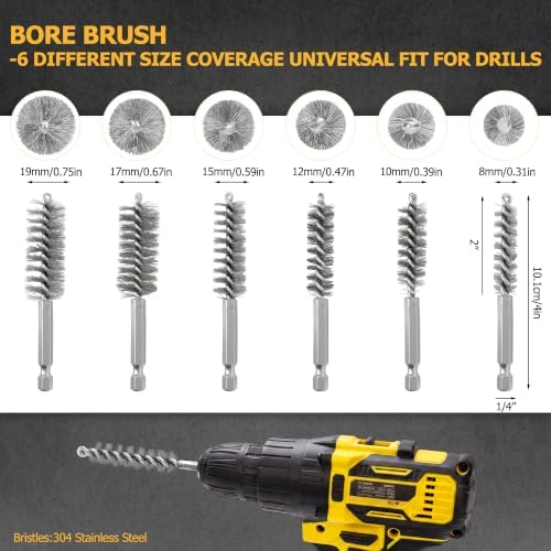 Drill Brush, Wire Bore Brush for Cleaning, Round Wire Brushes 4in-6pc - Image 2