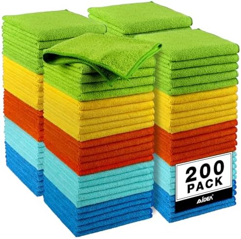 AIDEA Microfiber Cleaning Cloth-200PK, Microfiber Towels by AIDEAHOME