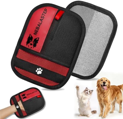 Pet Hair Remover Gloves Brush for Dogs & Cats, Electrostatic Reusable Pet Hair by NEBALASTEP