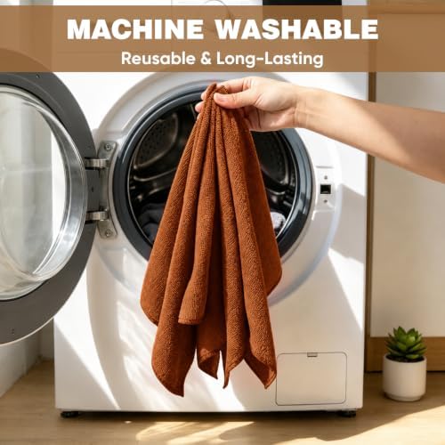 TEAWOO 10 PCS Brown Microfiber Cleaning Cloths - Image 6