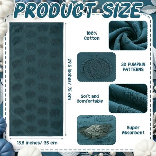 Mindsoft 2 Pcs Fall Hand Towels 3D Pumpkin Jacquard - Image 2