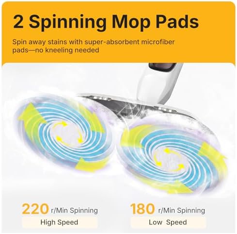 NEWBULIG Scrubbing Steam Mop, Spin Steam Mops - Image 5