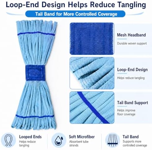 Tidy Monster Microfiber Mop Head Replacement, 16 oz Loop-End Mop Refill - Image 5