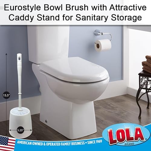 LOLA Classic Toilet Brush and Compact Space Saving Holder Set - Image 4