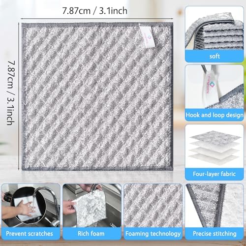 Wangjinpeng 10PK 4-Layer Non-Scratch Wire Dishcloths, 7.87 x 7.87 in - Image 2