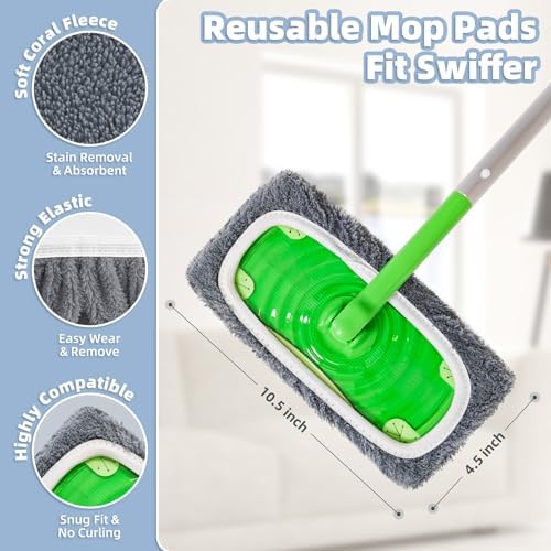 Reusable Mop Pads for Swiffer Sweeper Mop, Microfiber Wet Pads Refill - Image 3