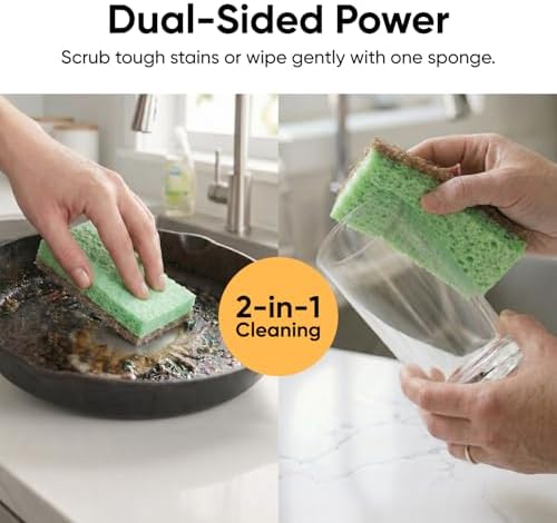 Kitchen Sponges for Washing Dishes, Non-Scratch Cellulose Dish Scrub Sponges - Image 3