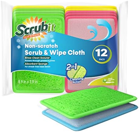 SCRUBIT - Scrub and Wipe Cleaning Pads – Dual Sided Scouring Pad and Dish by SCRUBIT