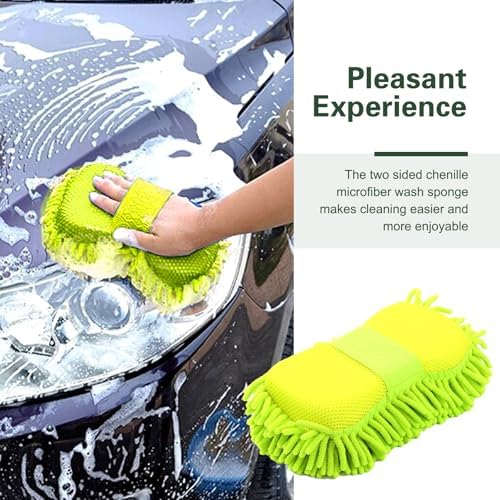 2PCS Microfiber Car Wash Sponge, Soft Absorbent Chenille Car Wash Sponge - Image 7