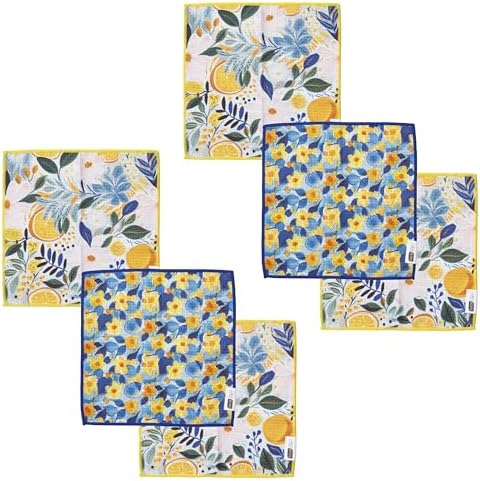 Ritz 6-Piece Ditzy Flowers Microfiber Dish Cloth Set – Vibrant Blue & Yellow by RITZ