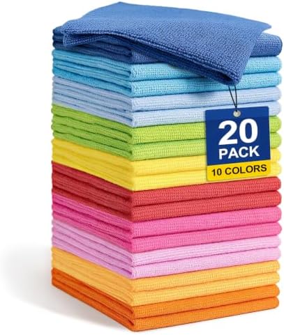 HOMEXCEL Microfiber Cleaning Cloth 20 Pack, Towels by HOMEXCEL