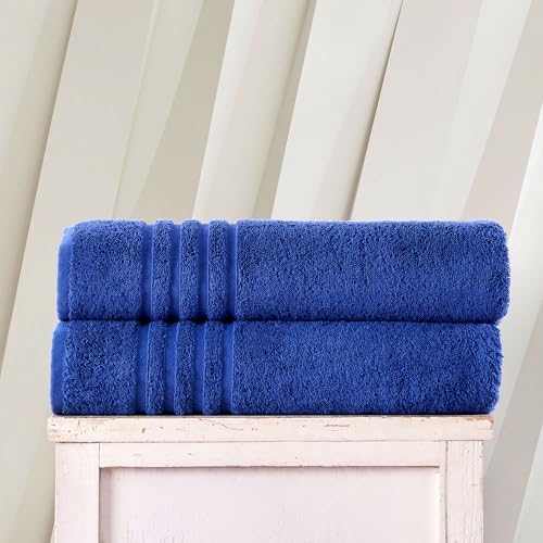 Hawmam Linen Bath Sheets Extra Large, Turkish Cotton, 2 Pack, Royal Blue - Image 2