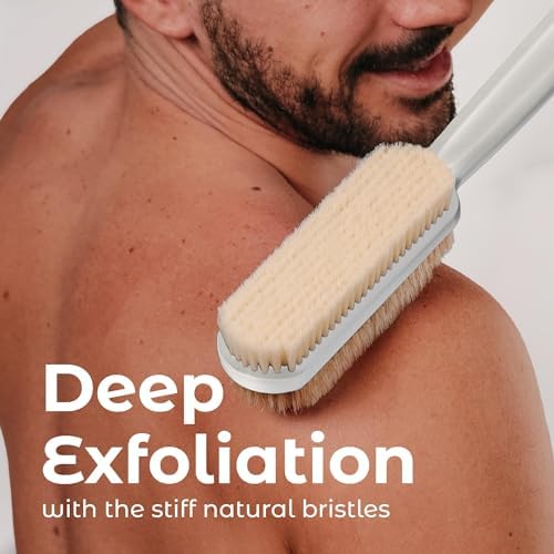 MainBasics Shower Brush Back Scrubber, Dual Sided Body Brush, Long Handle - Image 6