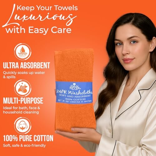DAN RIVER 24 Pack Cotton Wash Cloths Set - Image 4
