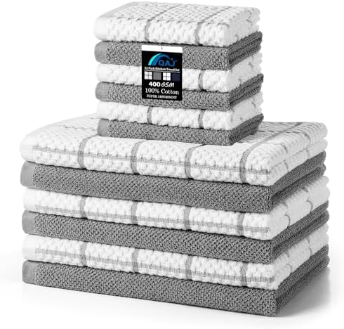 12 Pack Kitchen Towels and Dishcloths Set, 100% Cotton Soft and Absorbent by Unknown
