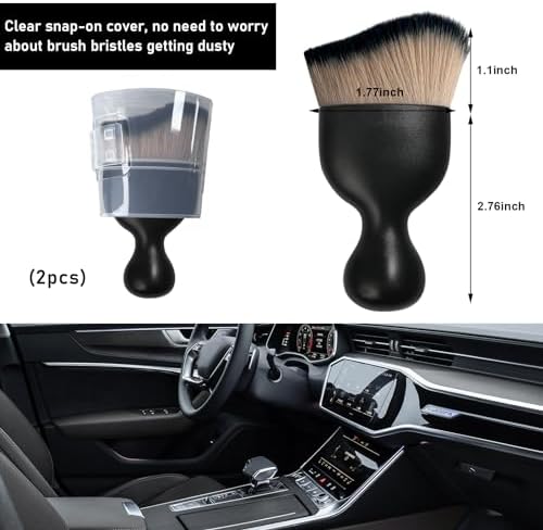 Ziciner 2 PCS Car Detailing Brush, Curved Soft Bristles Auto Removal Dust - Image 2