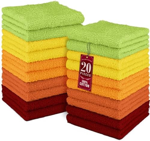 DecorRack 20 Pack 100% Cotton Wash Cloth, Luxurious Soft, 12 x 12 inch Ultra by DecorRack
