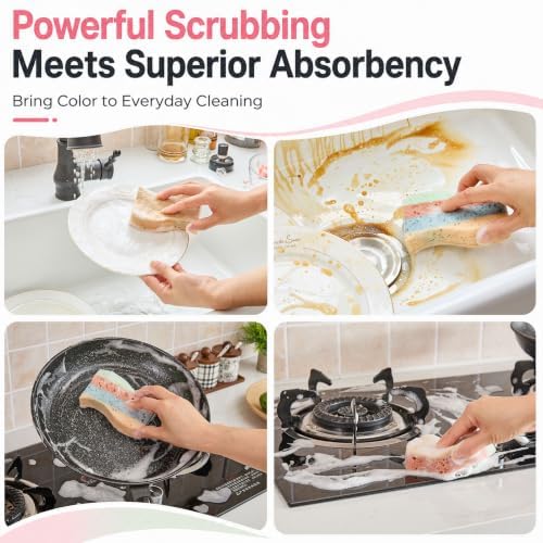 Color Kitchen Sponges Heavy Duty Kitchen Cleaning Scrubbing 5 Pack - Image 6