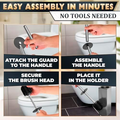 Stainless Steel Toilet Brush and Holder Set, Square Shape - Image 6